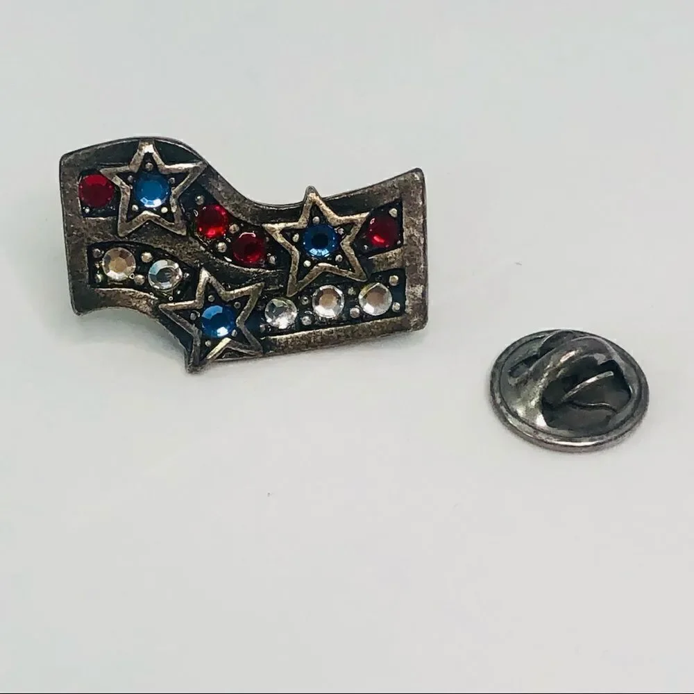 patriotic red white & blue stone pin lapel hat pin forth of july summer‎